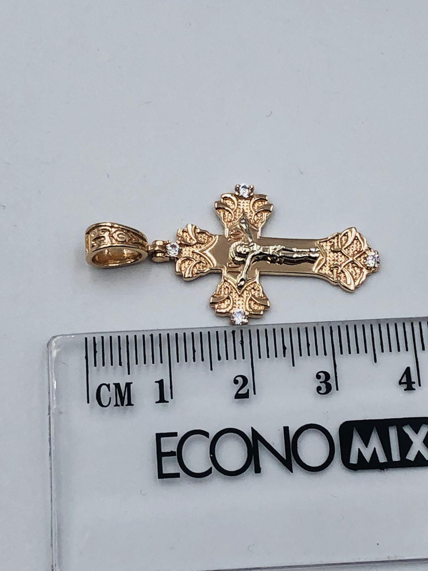 Подвес-крест из красного и белого золота с цирконием (33195033)  2