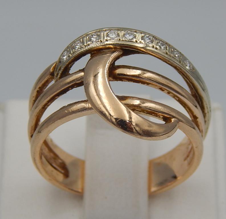 Кольцо из красного и белого золота с цирконием (32288442) 0