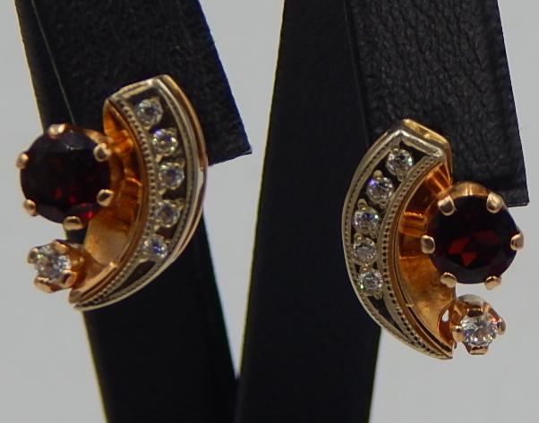 Сережки з червоного та білого золота з цирконієм (28518836) 0