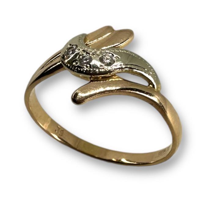 Кольцо из красного и белого золота с цирконием (30486380)  0