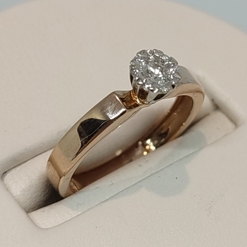 Кольцо из красного и белого золота с бриллиантом (-ми) (30399297) 0