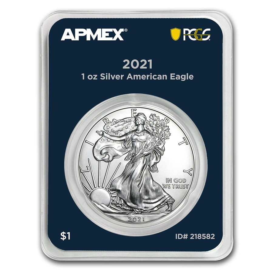 Срібна монета 1oz Американський Орел 1 долар 2021 США (MD Premier + PCGS FirstStrike®) (33230618) 0