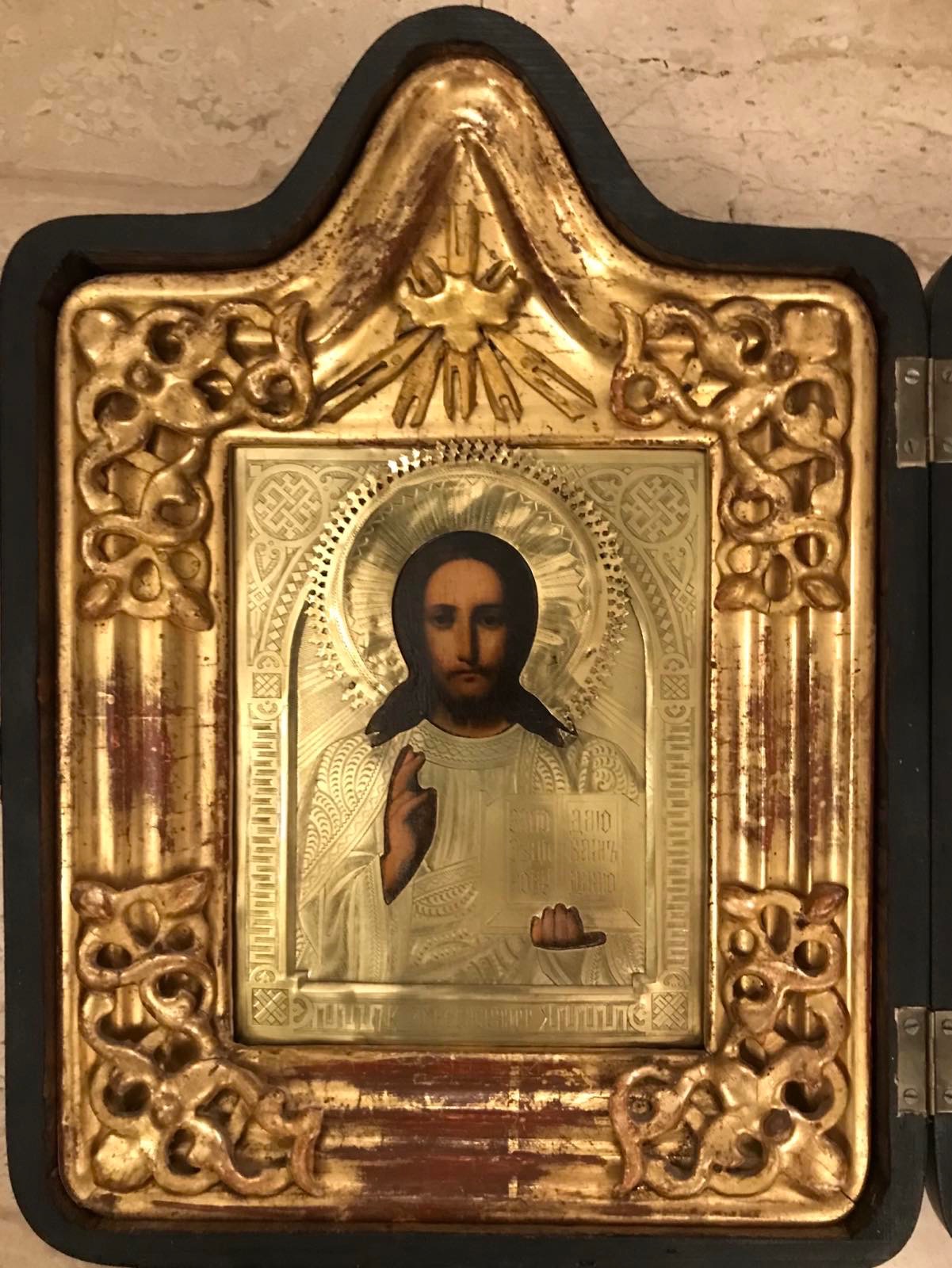 Икона «Иисус Вседержитель» (рама сусальное золото) нач. ХІХ века (31264137) 0