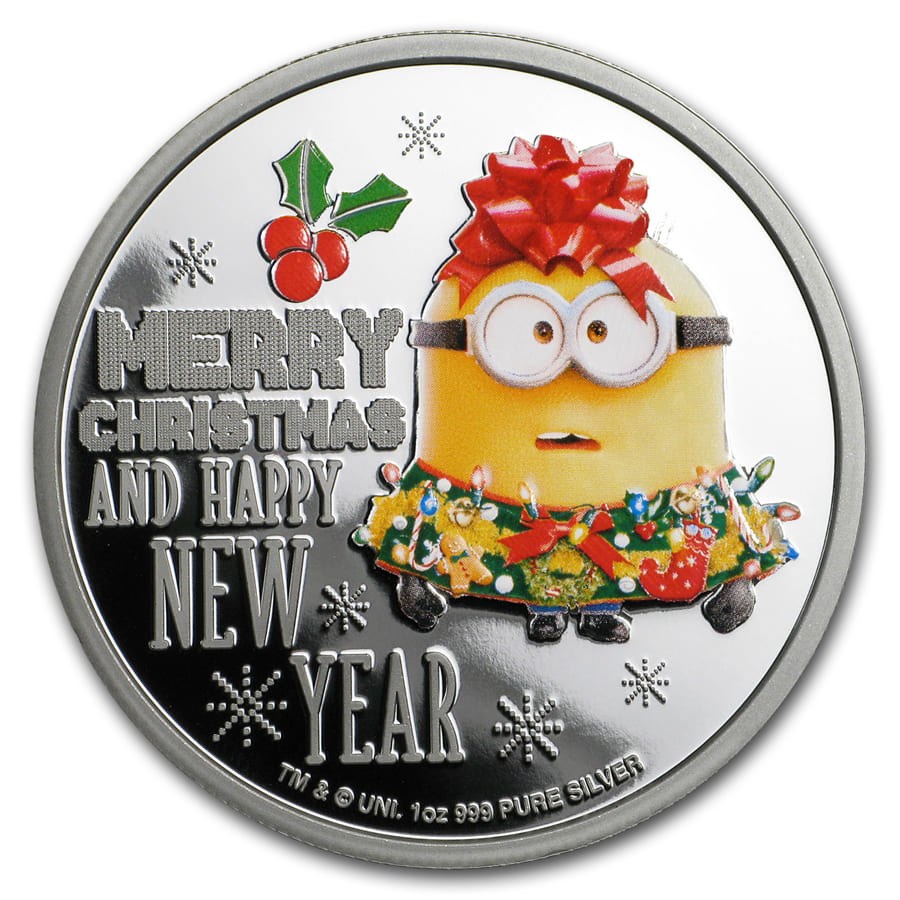 Серебряная монета 1oz Миньон Поздравляет с Рождеством и Новым Годом 2 доллара 2019 Ниуэ (29128574) 16