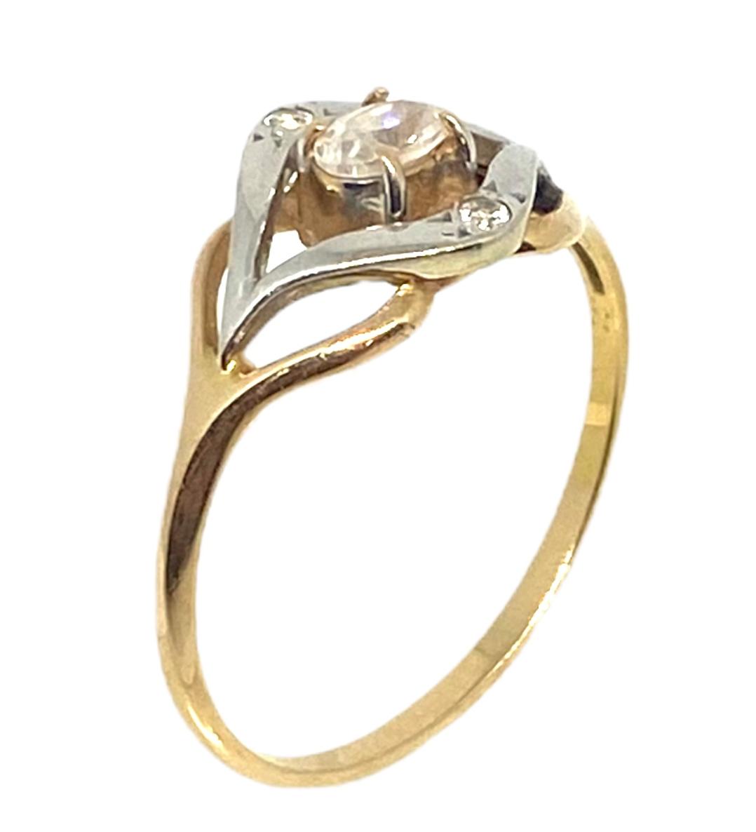 Кольцо из красного и белого золота с цирконием (29057356) [ 3