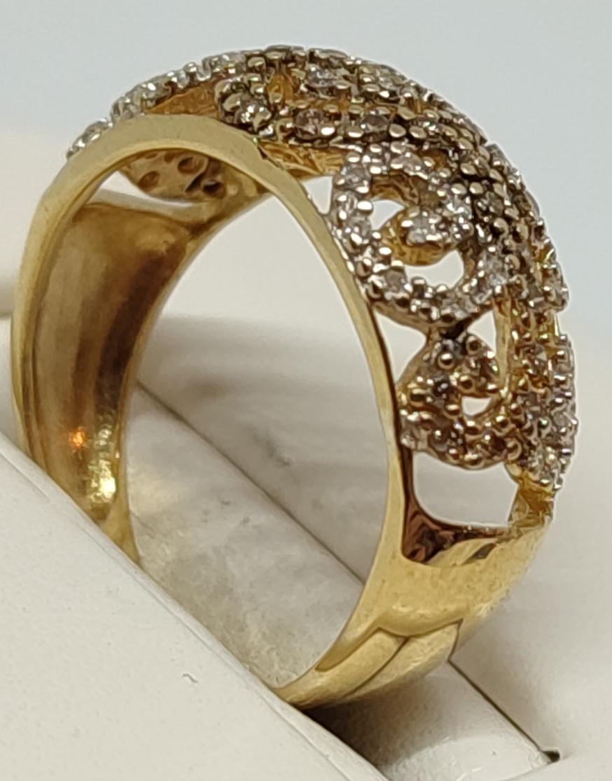 Каблучка з жовтого золота з діамантом (-ми) (28017705) 1