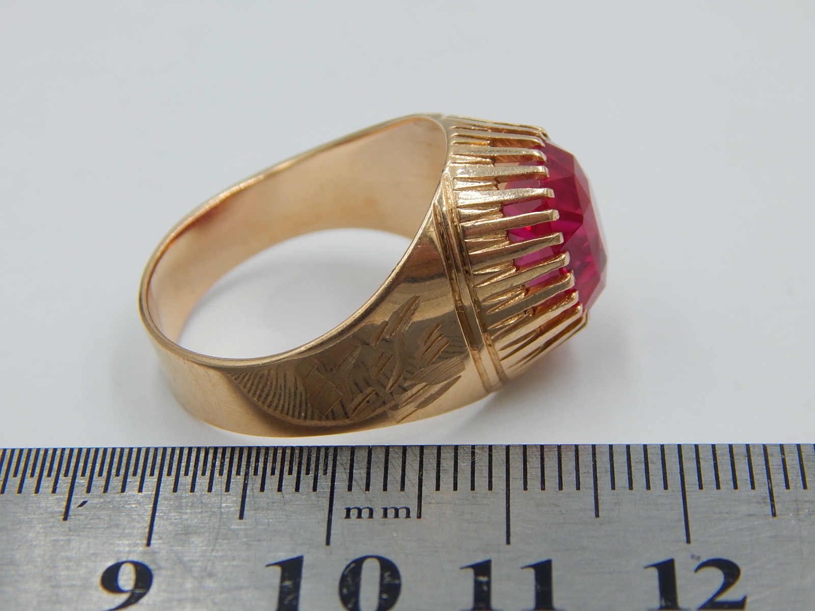 Кольцо из красного золота с корундом (28994060) 9