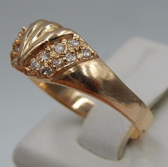 Кольцо из красного золота с цирконием (29879751) 3