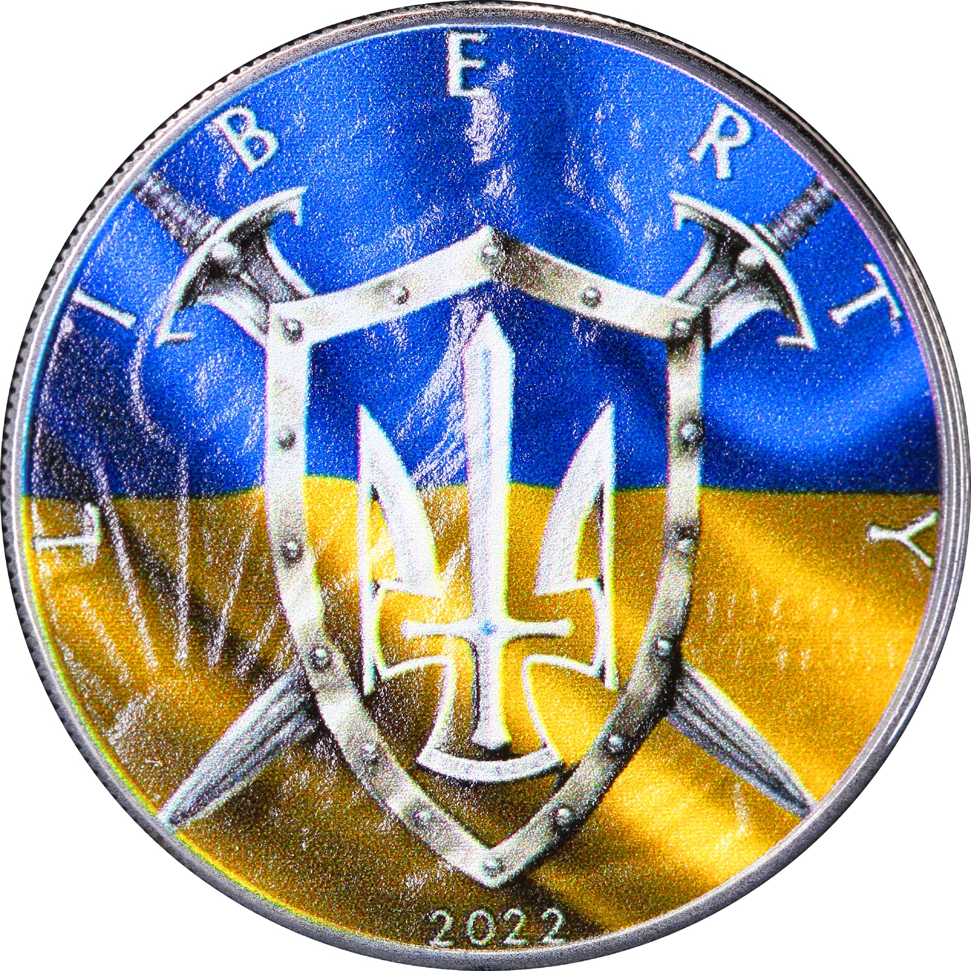 Срібна монета 1oz Американський Орел Герб України 1 долар 2022 США (32322881) 0