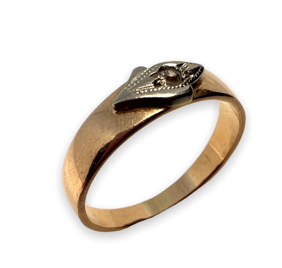 Кольцо из красного и белого золота с цирконием (28897390) 3