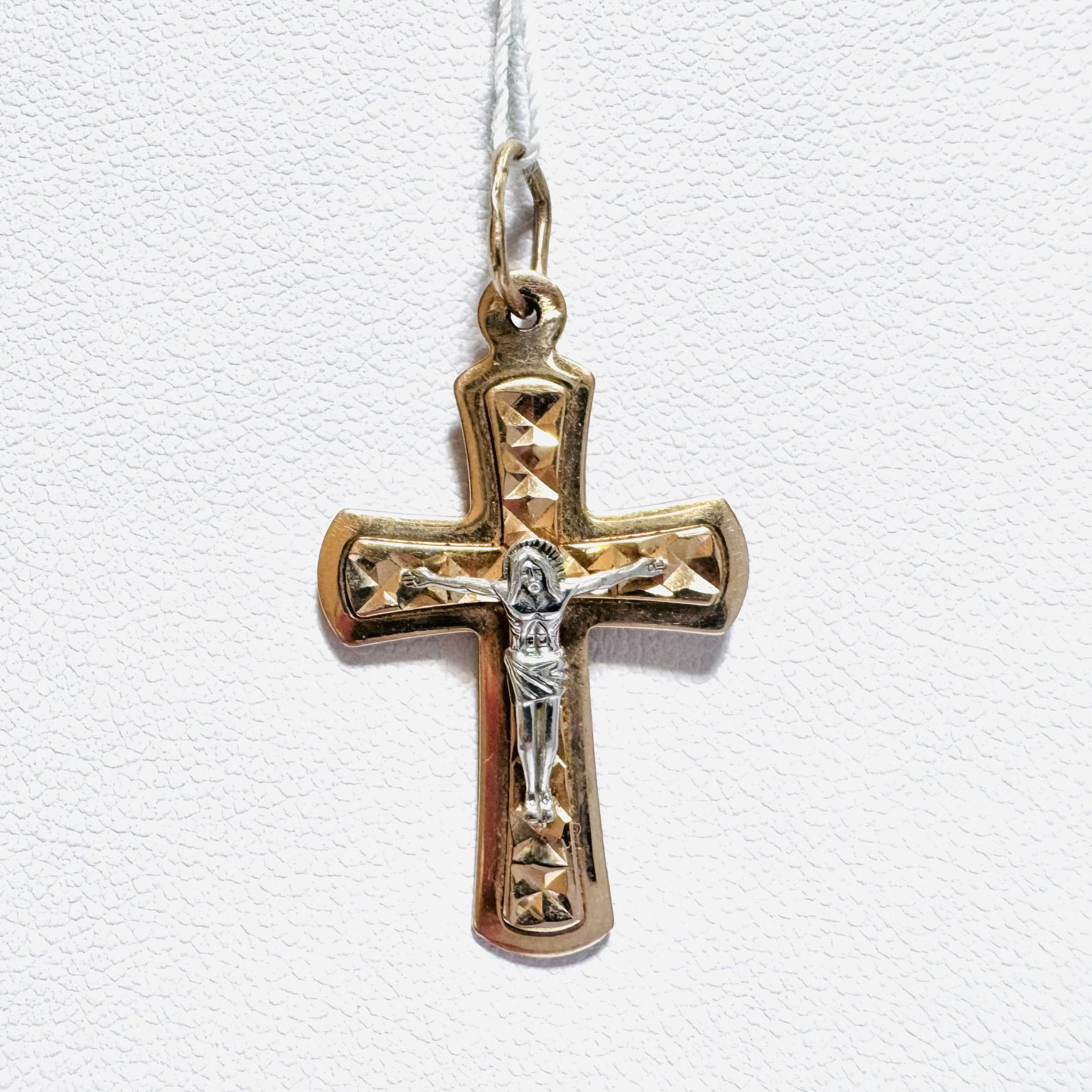 Підвіс-хрест з червоного та білого золота (33692345) 0