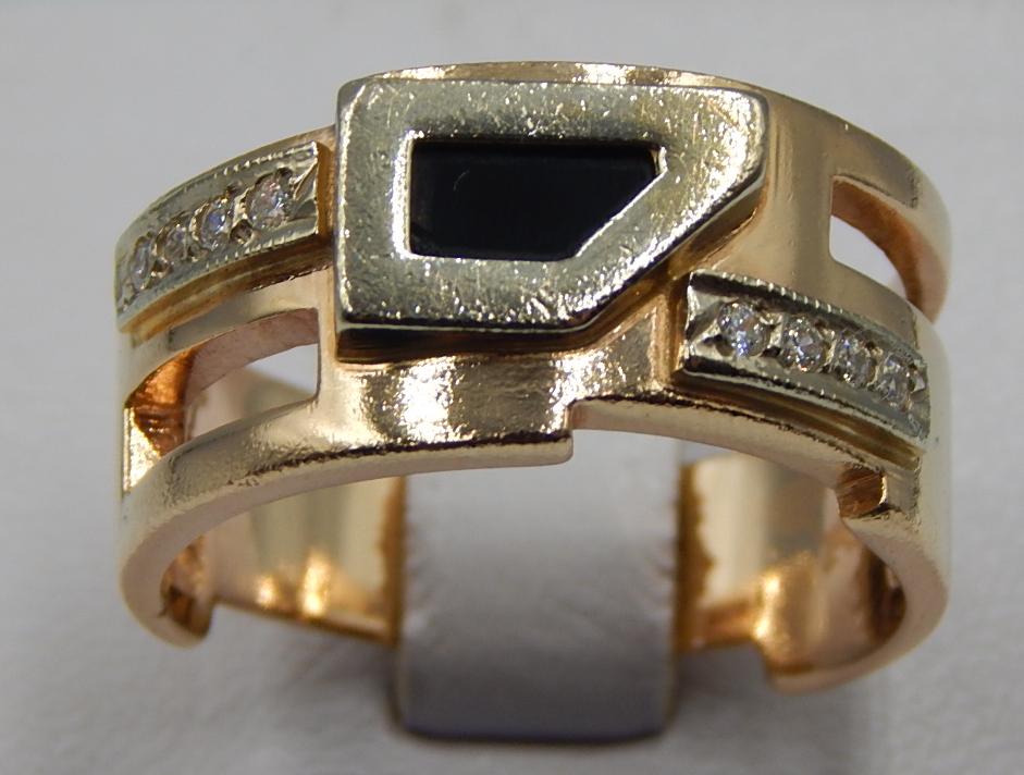 Перстень из красного и белого золота с цирконием (32489716) 0