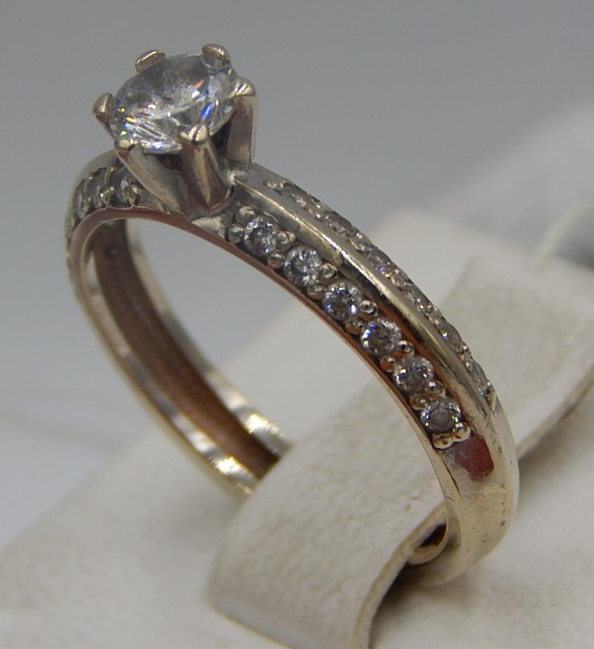 Кольцо из красного и белого золота с цирконием (28407707) 2