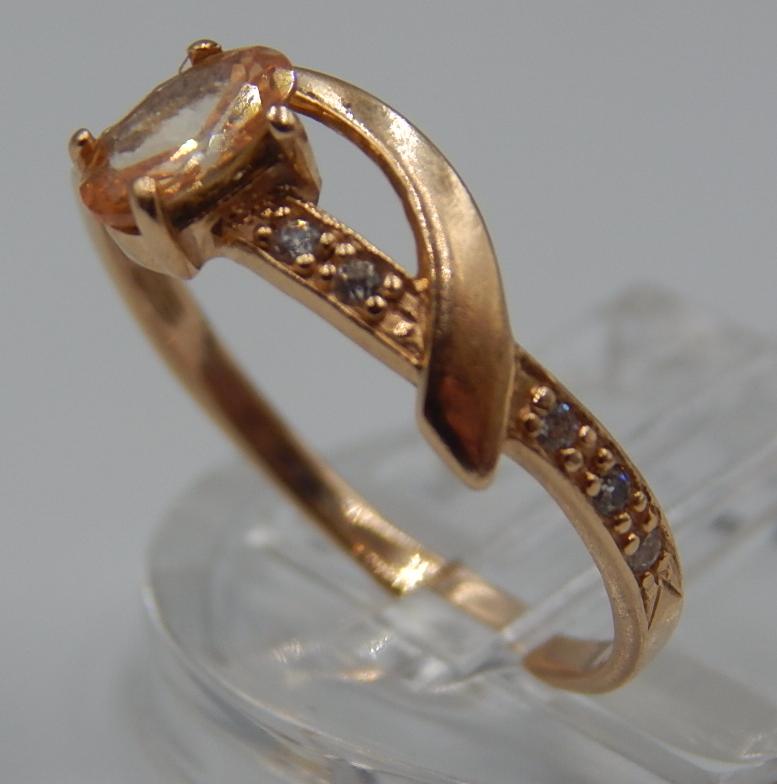 Кольцо из красного золота с цирконием (33463105) 1