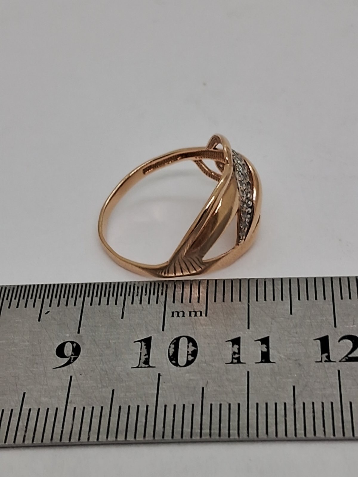 Кольцо из красного и белого золота с цирконием (33341327) 7