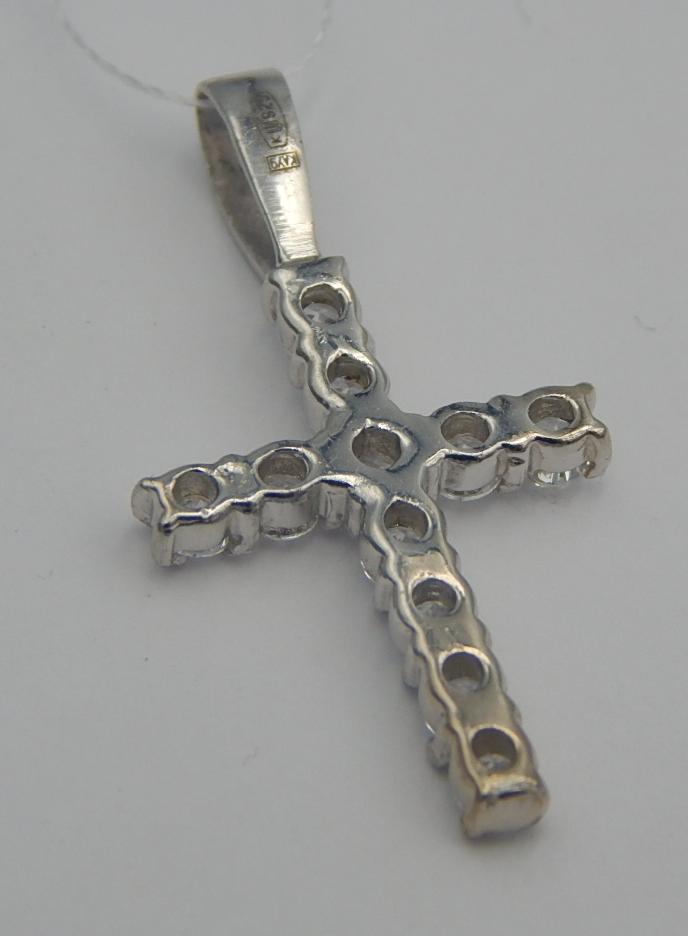 Срібний підвіс-хрест із цирконієм (30532808) 2