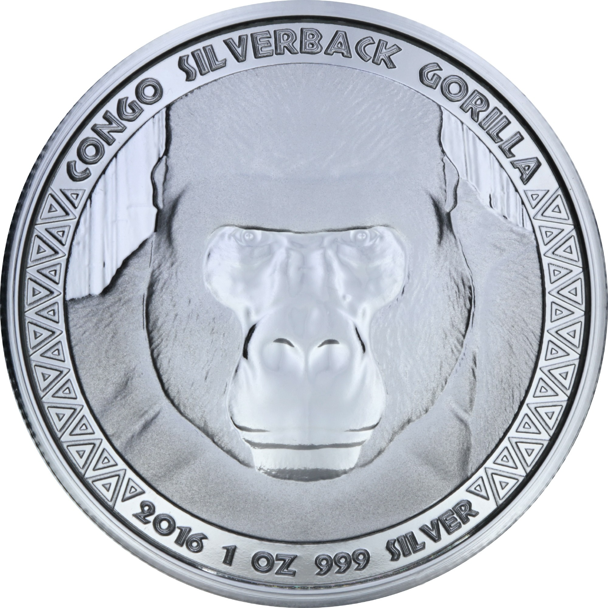 Серебряная монета 1oz Сильвербек Горилла 5000 франков КФА 2016 Конго (30760889) 0