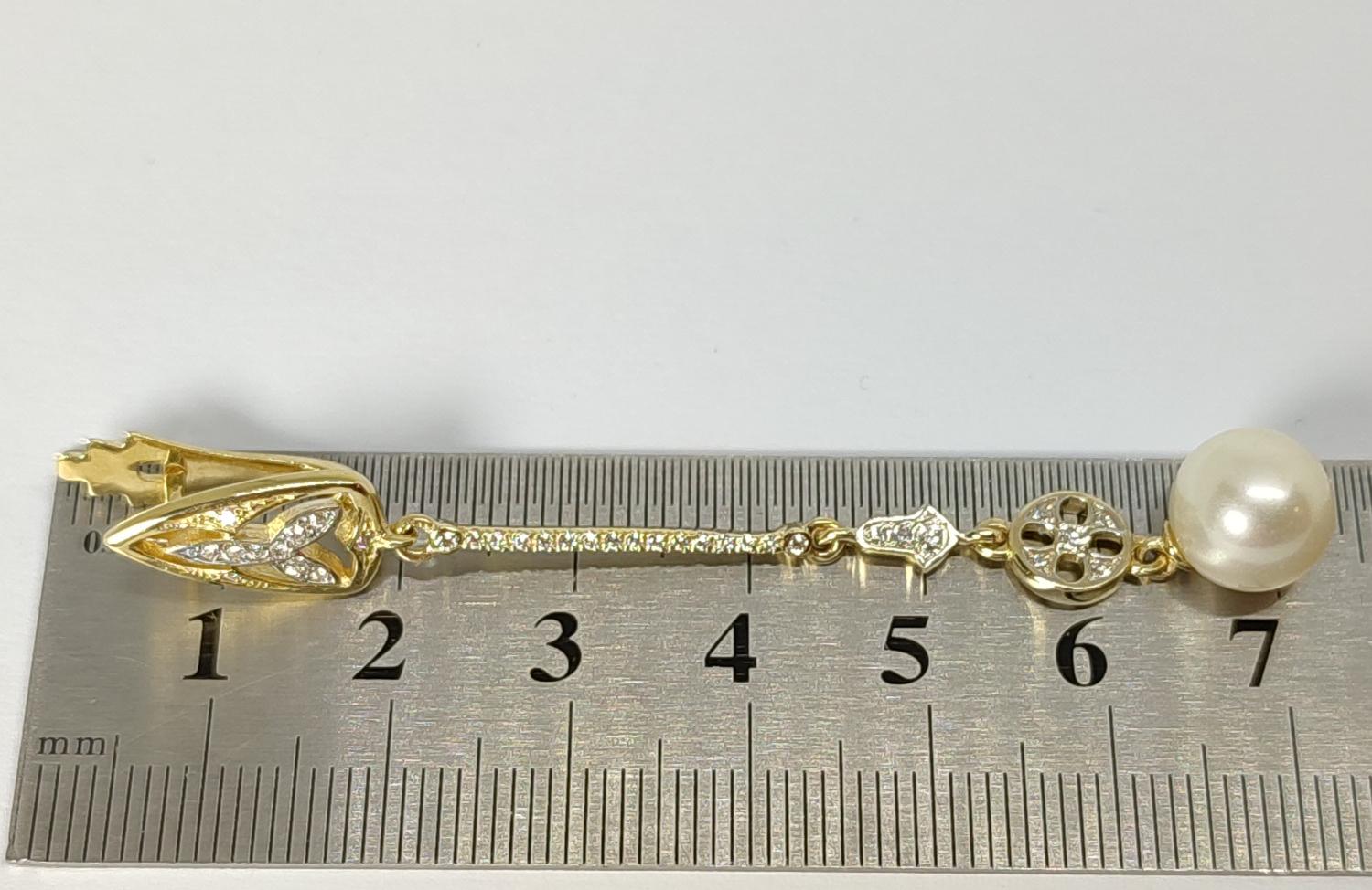 Сережки з жовтого та білого золота з перлами та цирконієм (33694250)  1