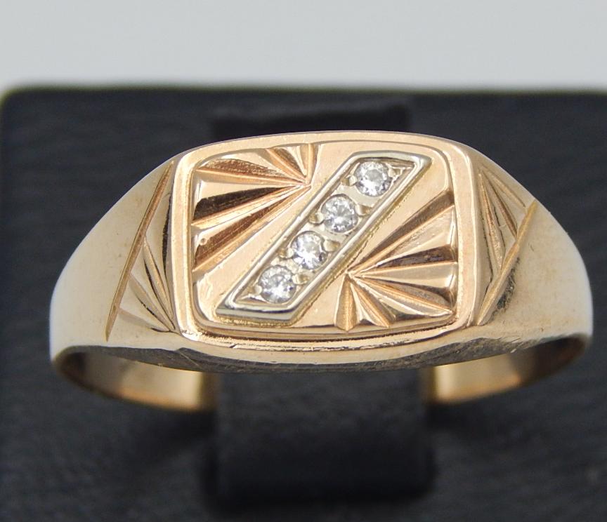 Перстень из красного и белого золота с цирконием (29091731) 0