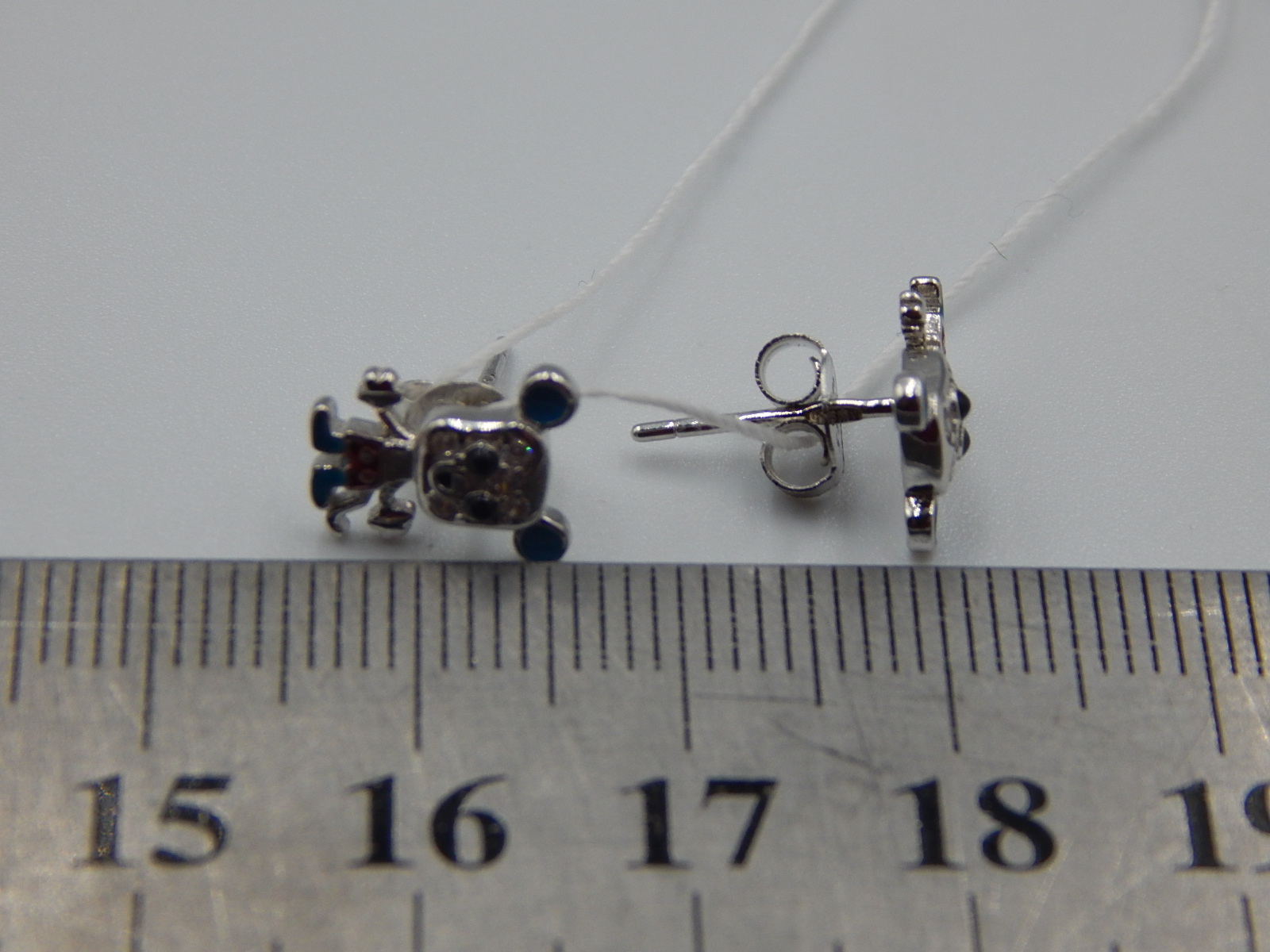 Срібні сережки з емаллю та цирконієм (31090061) 4