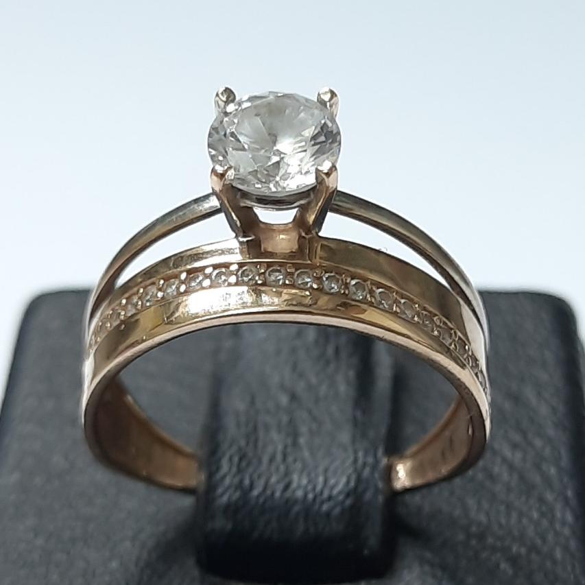 Кольцо из красного и белого золота с цирконием (33683579) 0