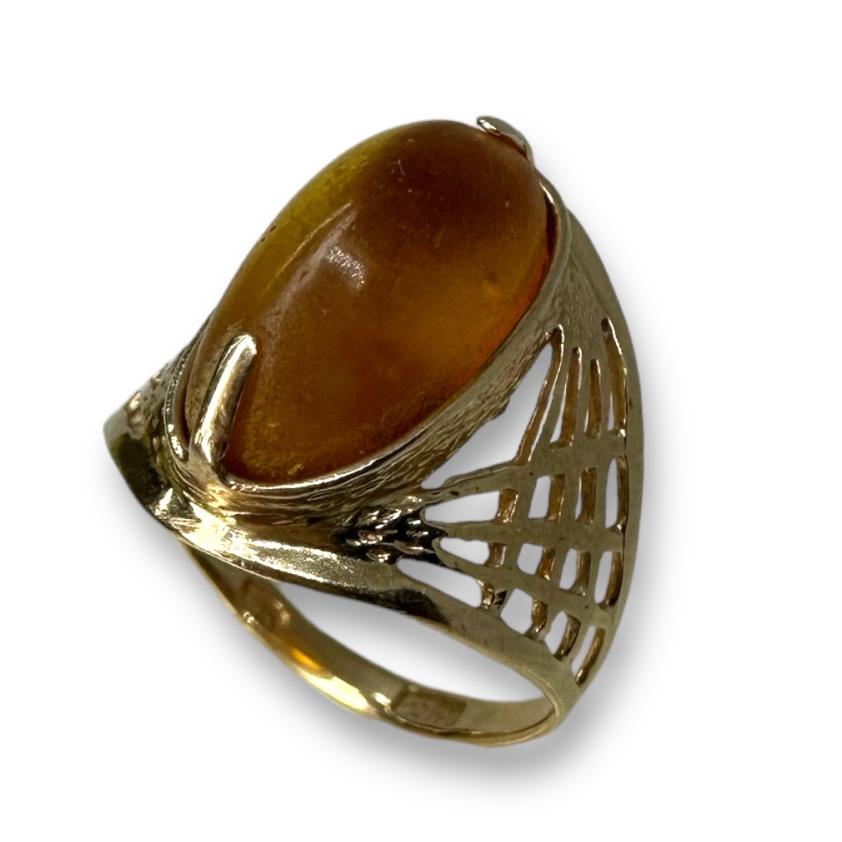 Кольцо из красного золота с янтарем (30803458) 1