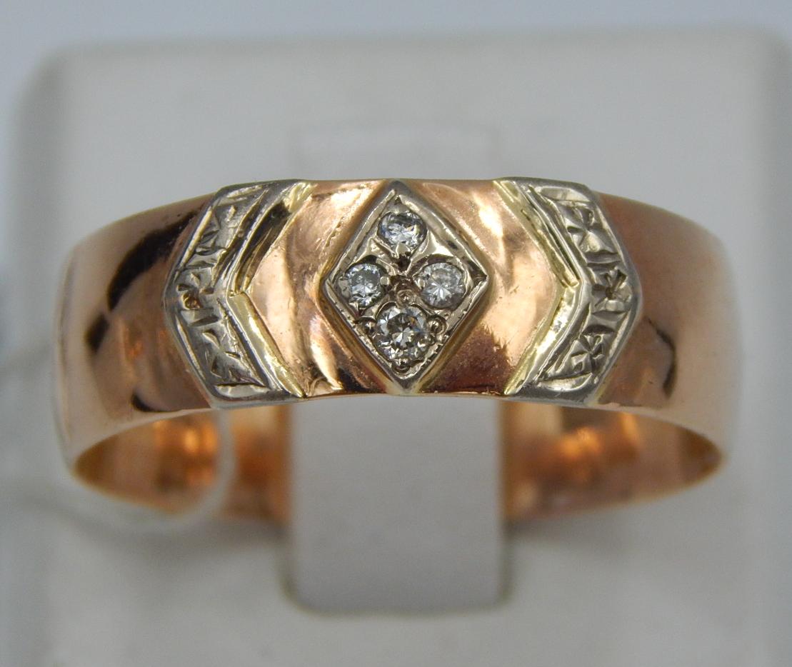Кольцо из красного и белого золота с бриллиантом (-ми) (30964875) 0