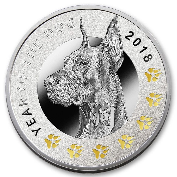 Серебряная монета Год Собаки 1 доллар 2018 Ниуэ (32786258) 0