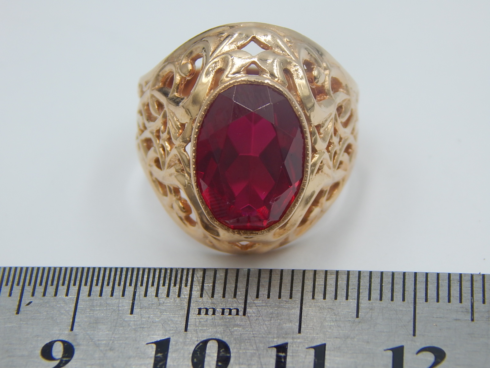 Кольцо из красного золота с корундом (29092232) 8