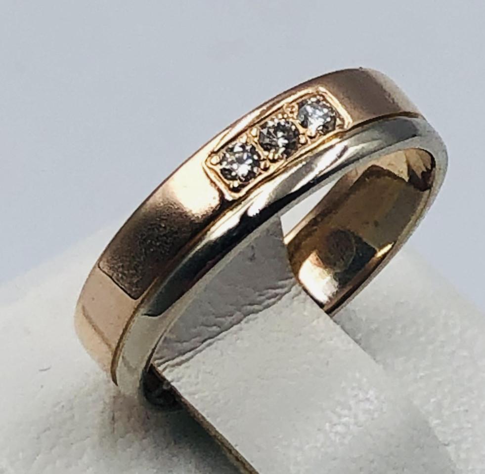 Обручальное кольцо из красного и белого золота с бриллиантом (-ми) (33616231) 0