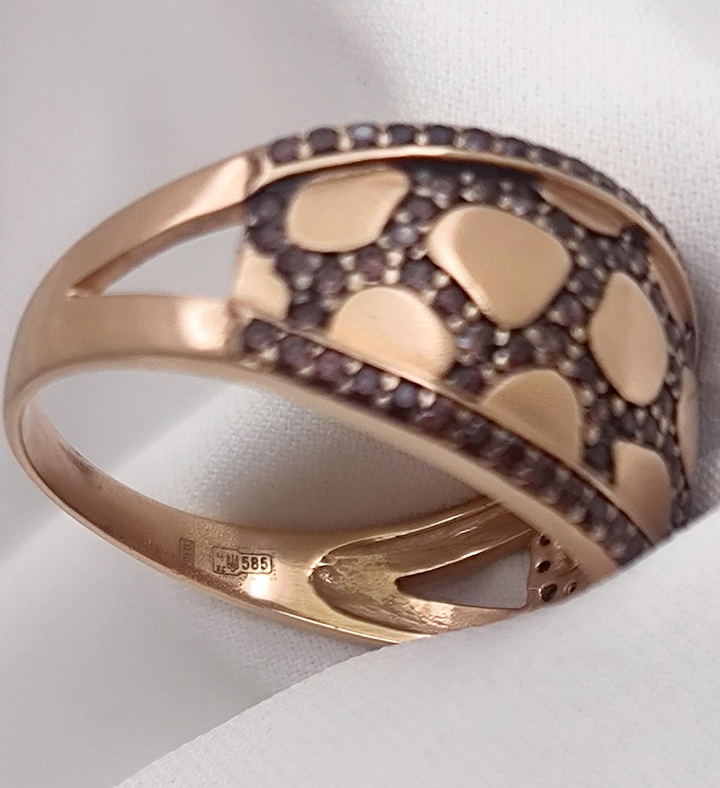 Кольцо из красного золота с цирконием (32609575)  2