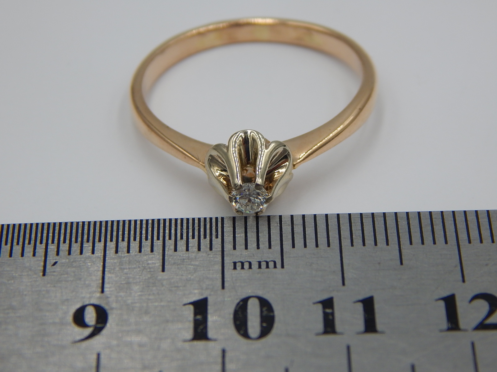 Кольцо из красного и белого золота с бриллиантом (-ми) (30964427) 3