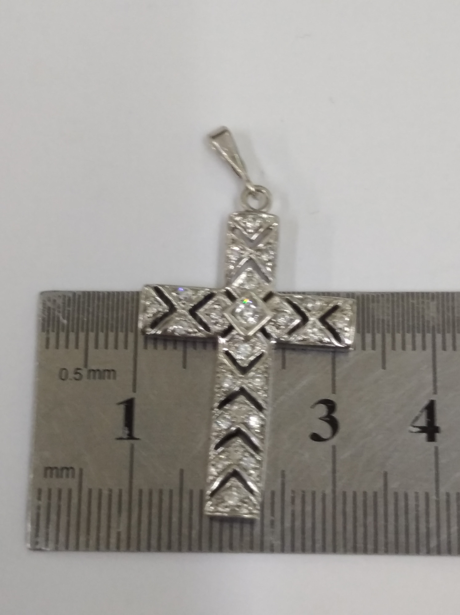 Срібний підвіс-хрест із цирконієм (32749713) 3