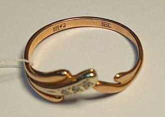 Кольцо из красного и белого золота с бриллиантом (-ми) (27416563) 1