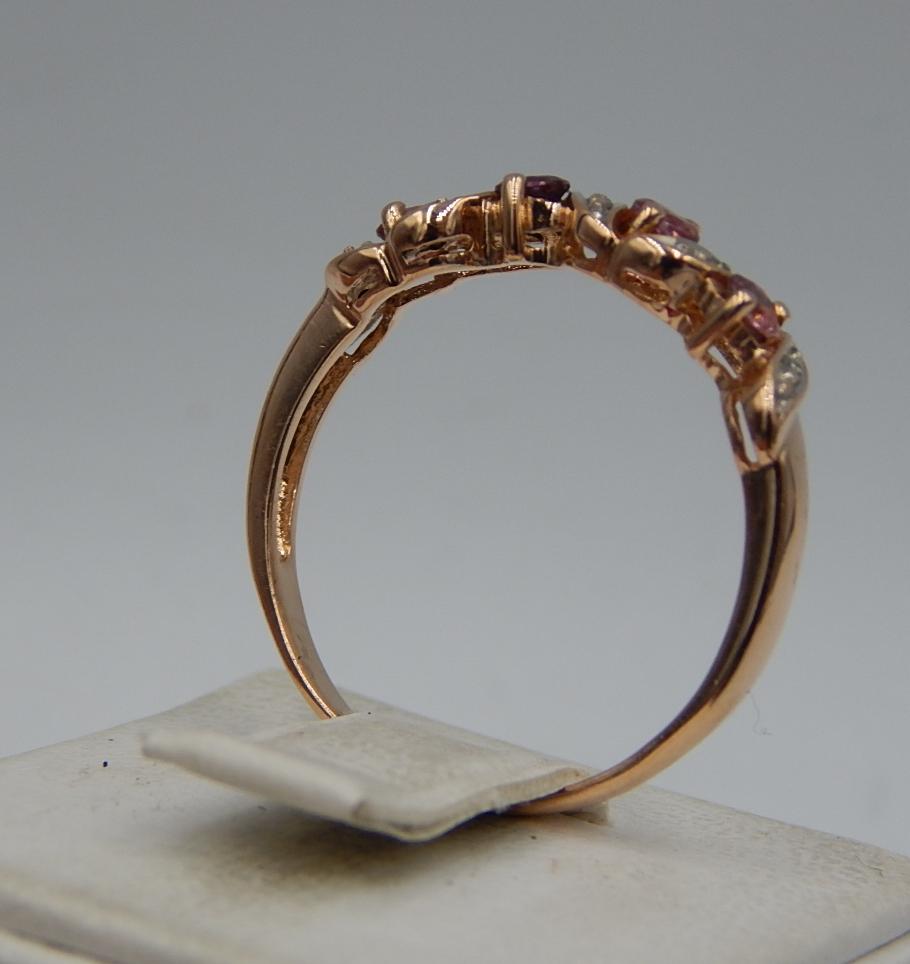 Кольцо из красного и белого золота с кунцитом и бриллиантом (-ми) (32199053) 3