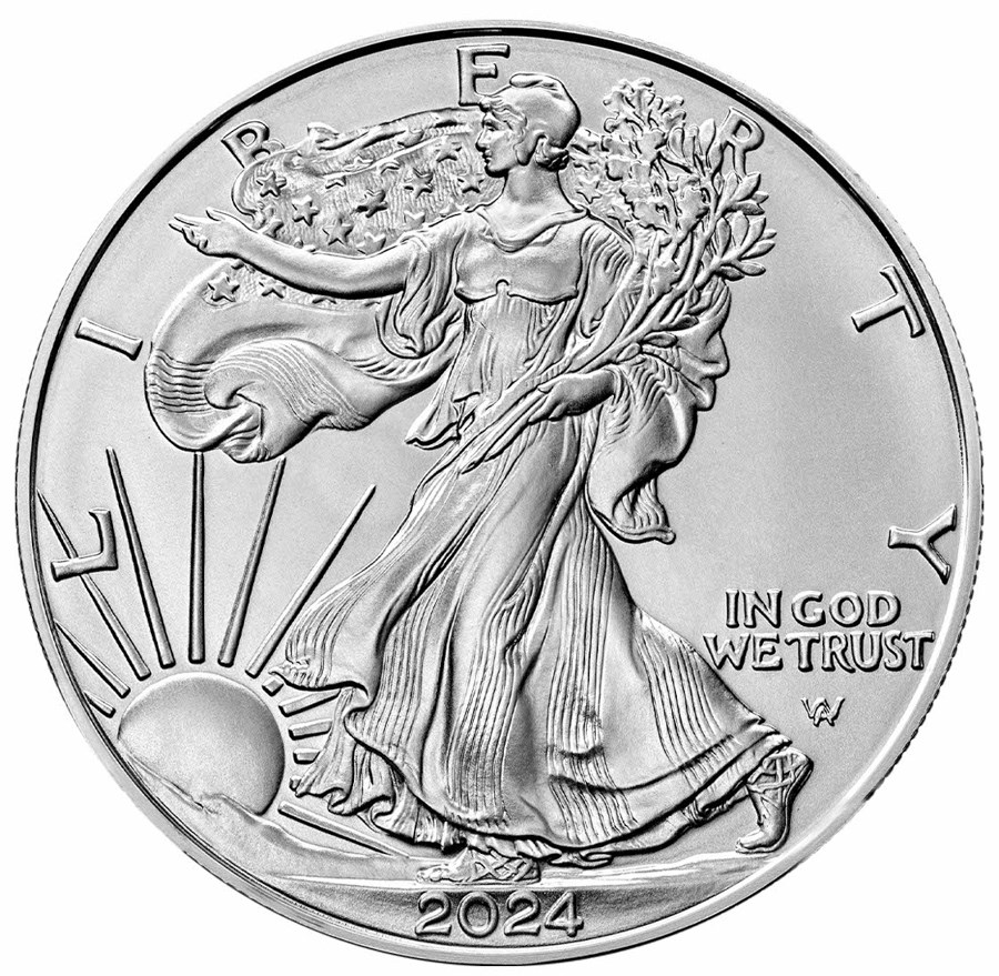 Серебряная монета 1oz Американский Орел 1 доллар 2024 США (PCGS MS69, First Strike) (33335224) 4