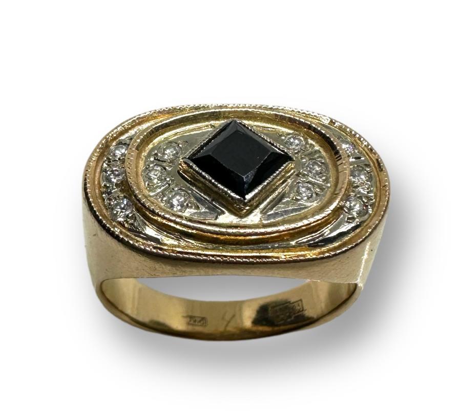 Перстень из красного и белого золота с цирконием и бриллиантом (-ми) (30322482) 1