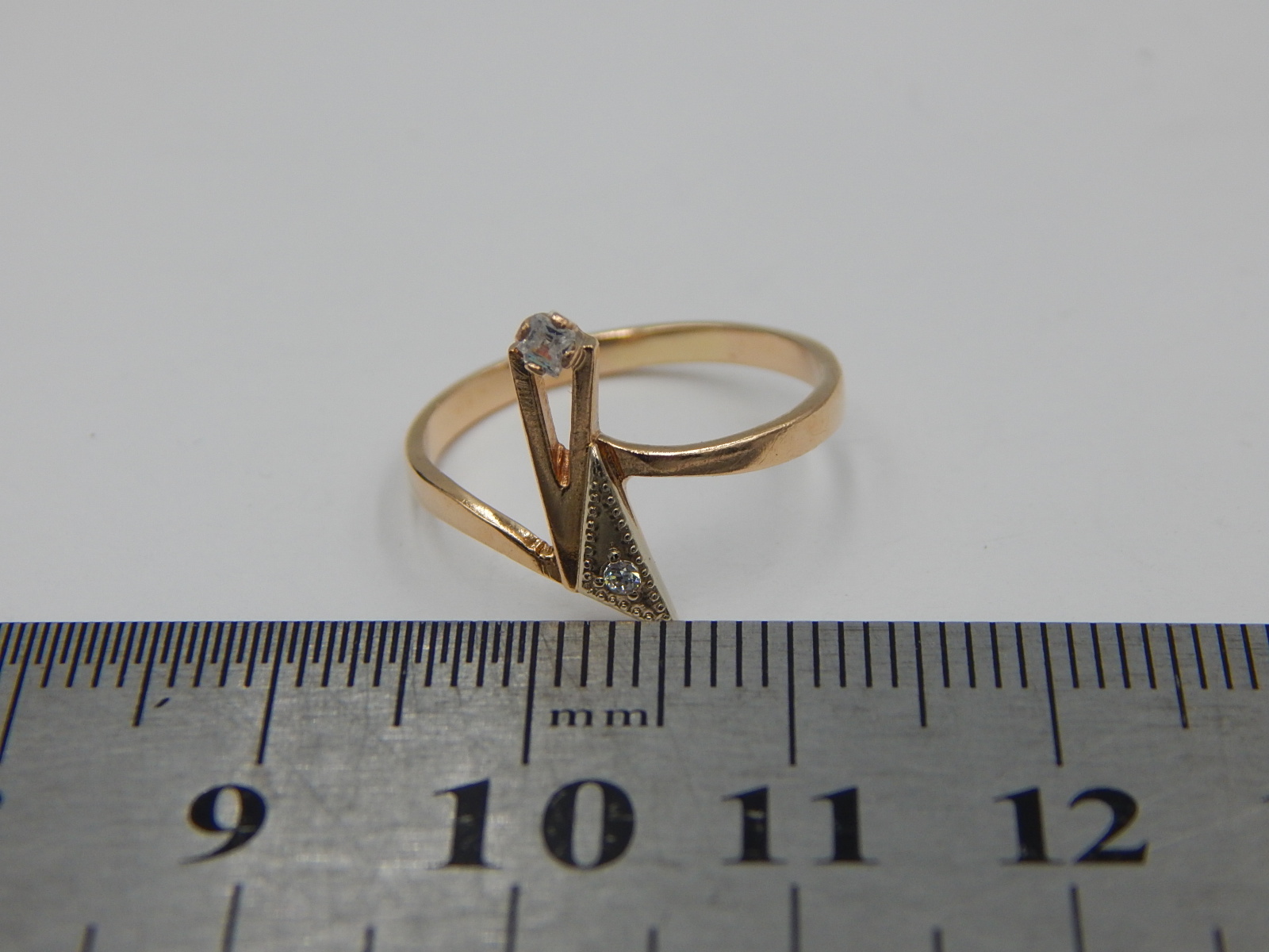 Кольцо из красного золота с цирконием (33685275) 3