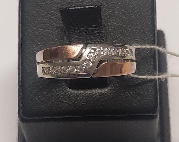 Серебряное кольцо с позолотой и цирконием (30289437) 0