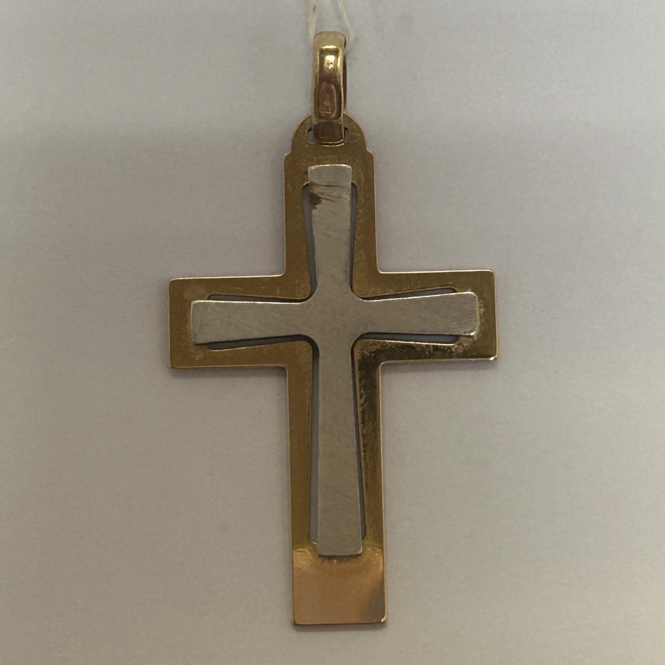 Підвіс-хрест з червоного та білого золота (33768312) 0