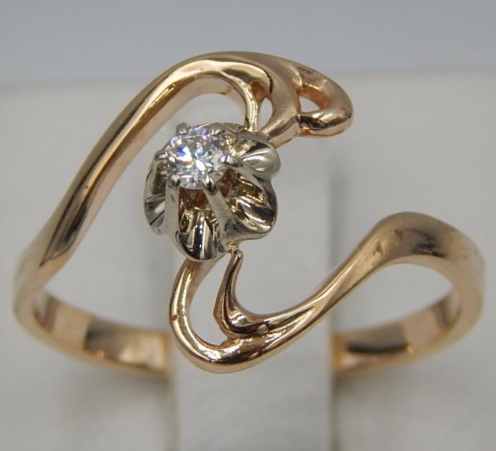 Кольцо из красного и белого золота с бриллиантом (-ми) (30964458) 0