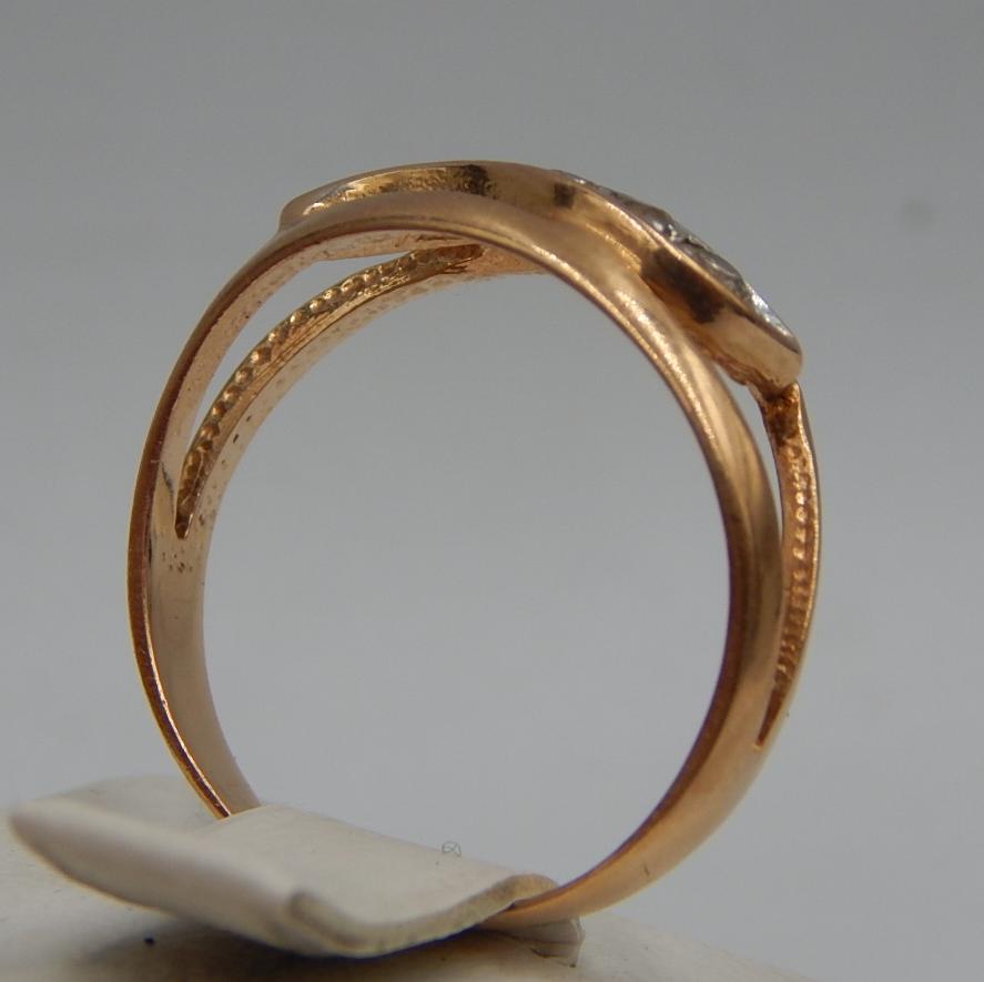 Кольцо из красного и белого золота с цирконием (29500366) 2