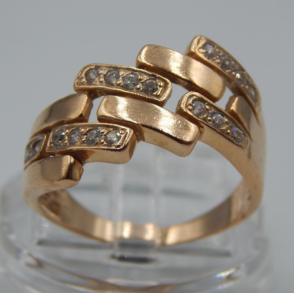Кольцо из красного золота с цирконием (33455453)  0