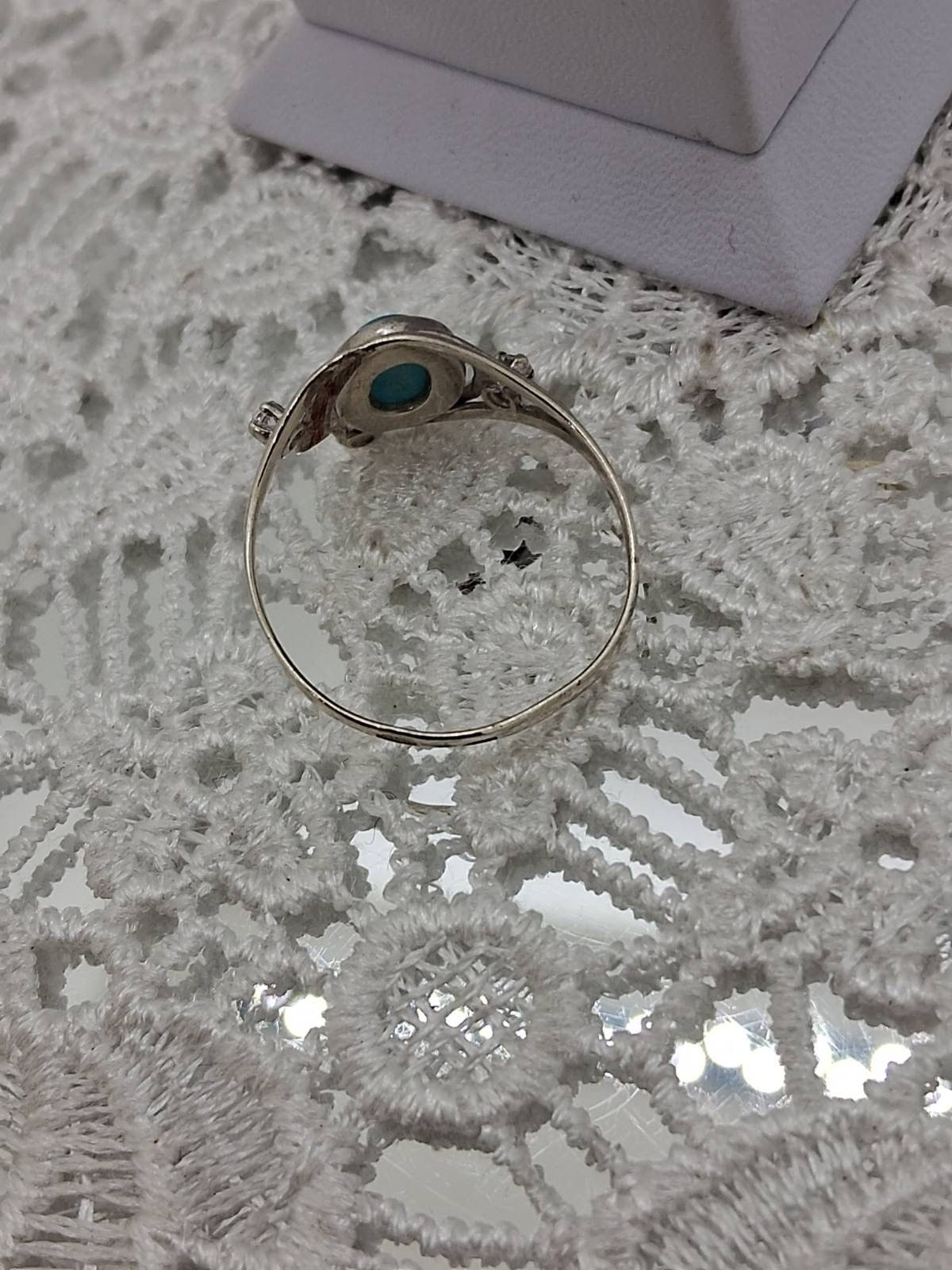 Серебряное кольцо с цирконием и бирюзой (33160655) 5