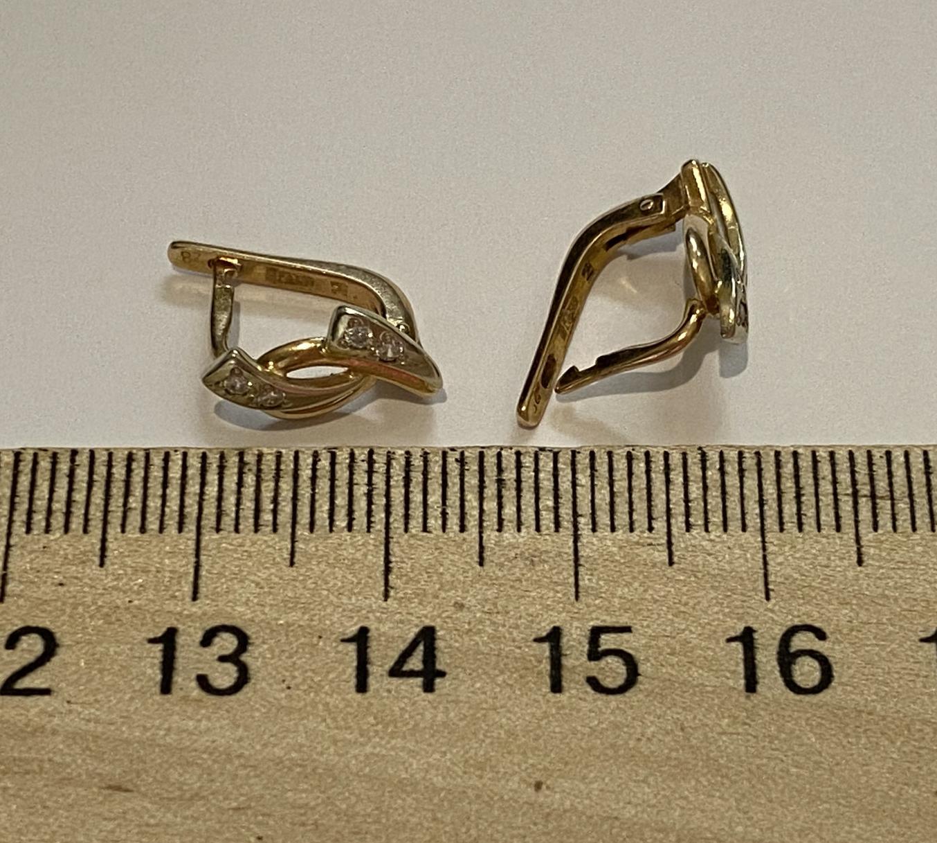 Сережки з червоного та білого золота з цирконієм (33221116) 3