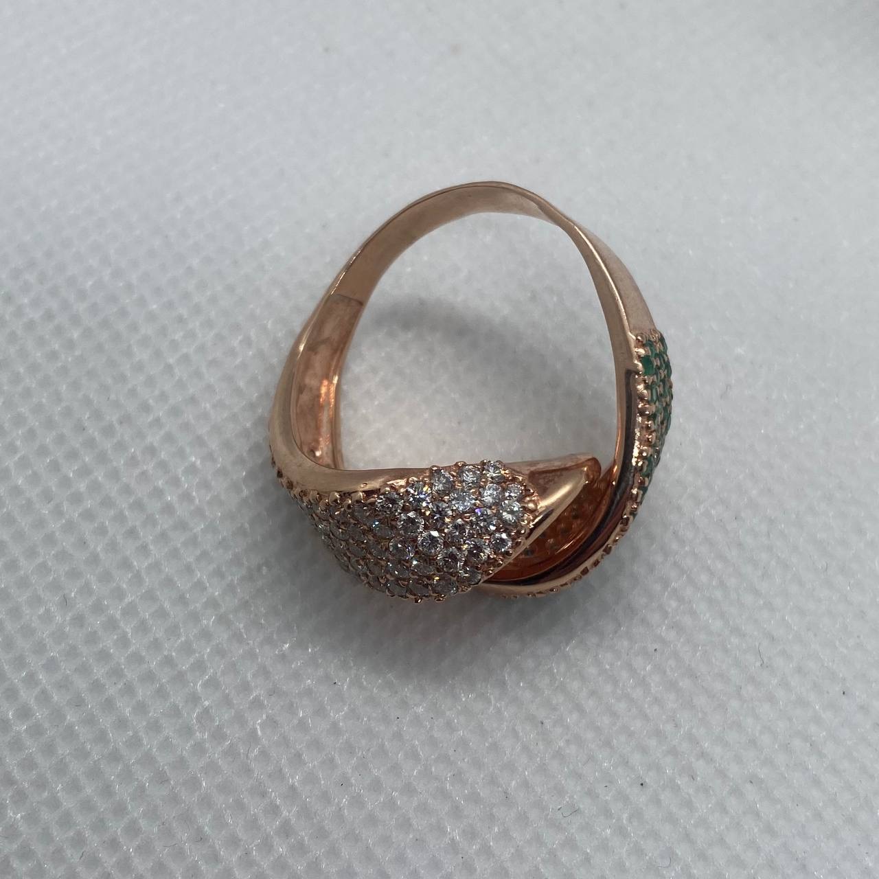 Кольцо из красного золота с изумрудом и бриллиантом (-ми) (31266844) 6