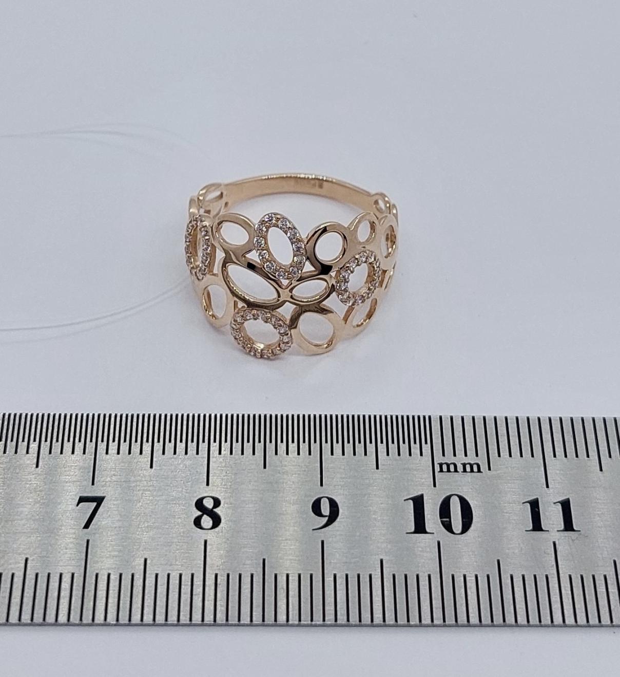 Кольцо из красного золота с цирконием (33310435) 4