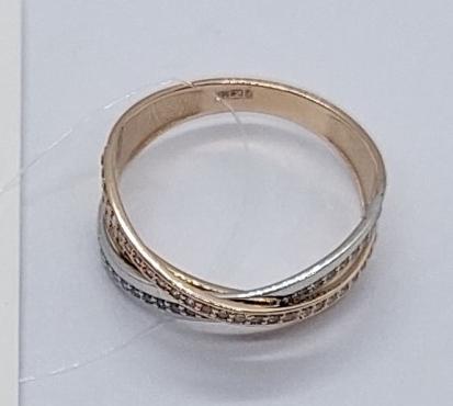 Кольцо из красного и белого золота с цирконием (31305212) 2