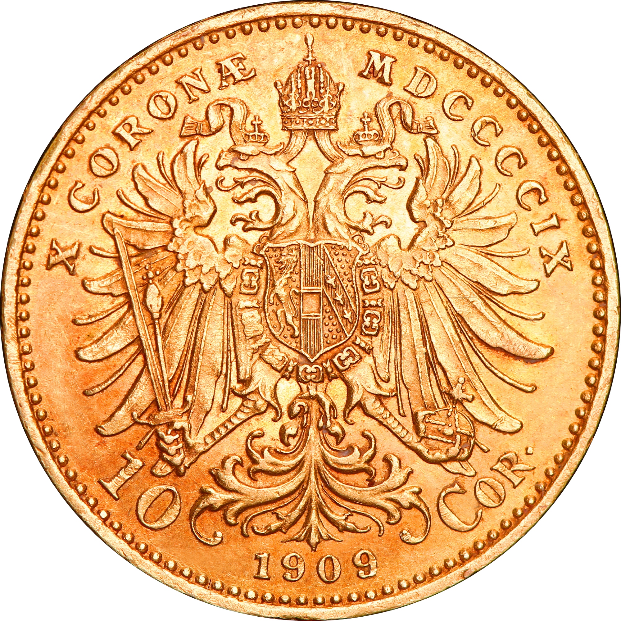 Золотая монета 10 Крон 1909 Австрия (33674793) 1