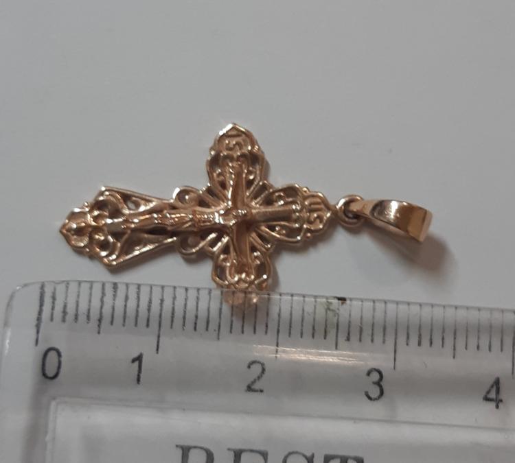 Підвіс-хрест з червоного та білого золота (33951864) 2